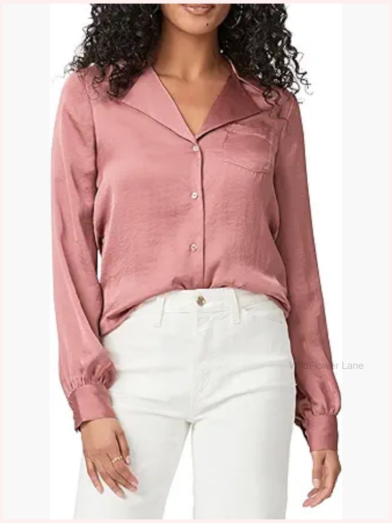 Long Sleeve Button Down Blouse For Women Regular Fit